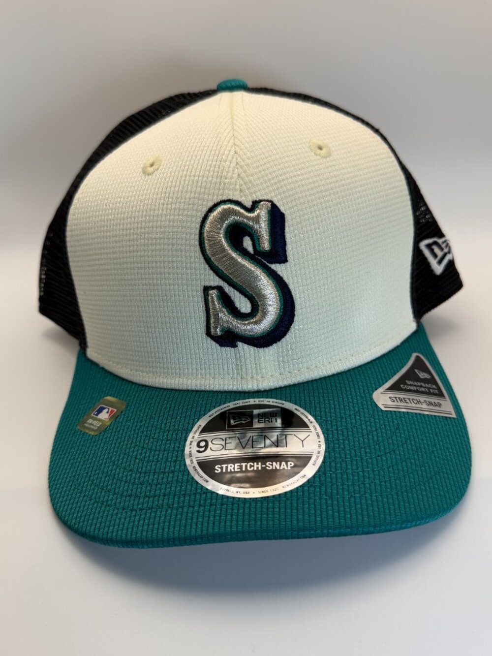 New Era 9SEVENTY Seattle Mariners Mesh Trucker Snapback Stretch-Snap Hat NWT